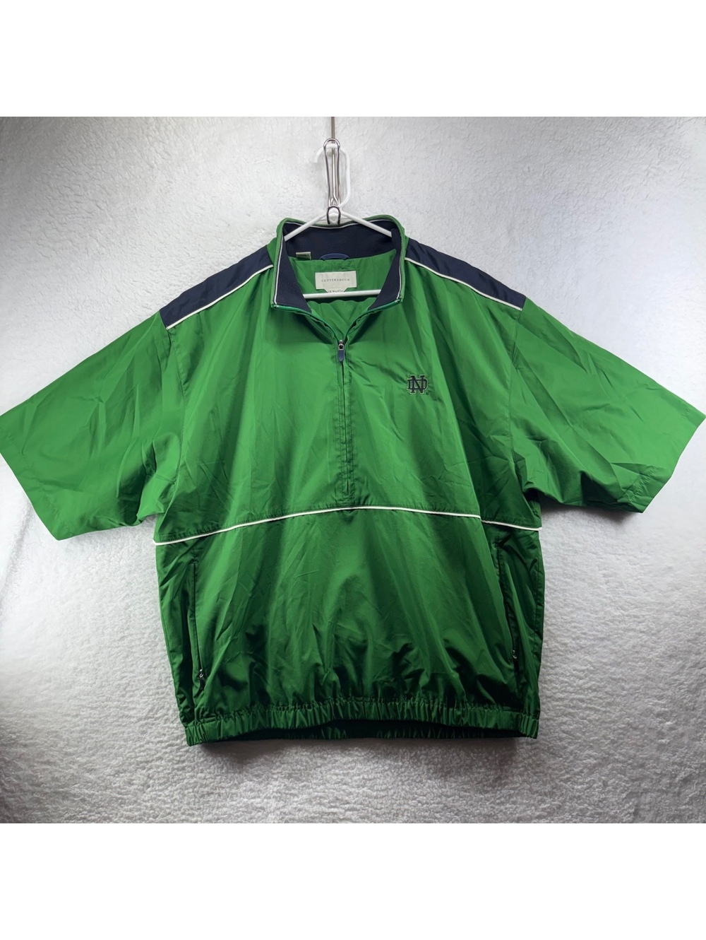 Notre Dame Fighting Irish 1/2 Zip Windbreaker Vented Coach Jacket Green Mens XL